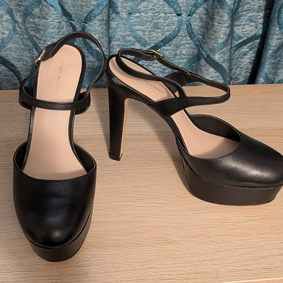 MAKE ANY OFFER NEW Stuart Weitzman Avenue 130mm Black Leather Heels Sz 11 - Picture 6 of 9